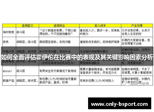 如何全面评估霍伊伦在比赛中的表现及其关键影响因素分析